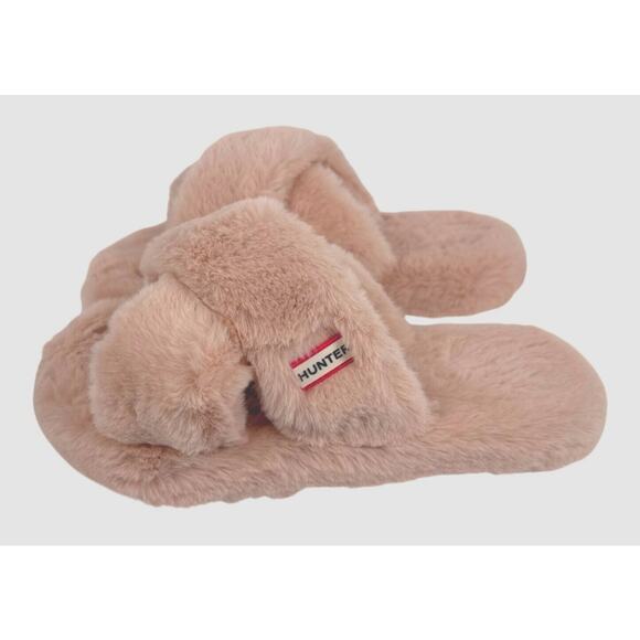 Hunter Crossover Slide Slippers Flatform Womens 8 Cozy Faux Fur Azalea Pink - Picture 5 of 7